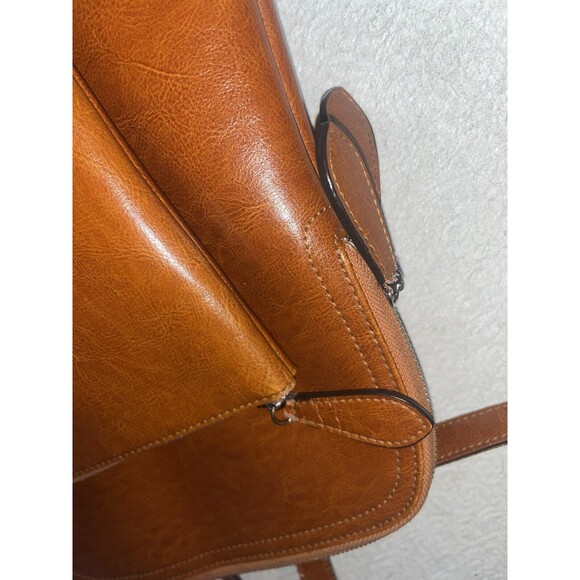 Heshe Cognac Brown Colored Leather Convertible Backpack Crossbody Gorgeous main image 15